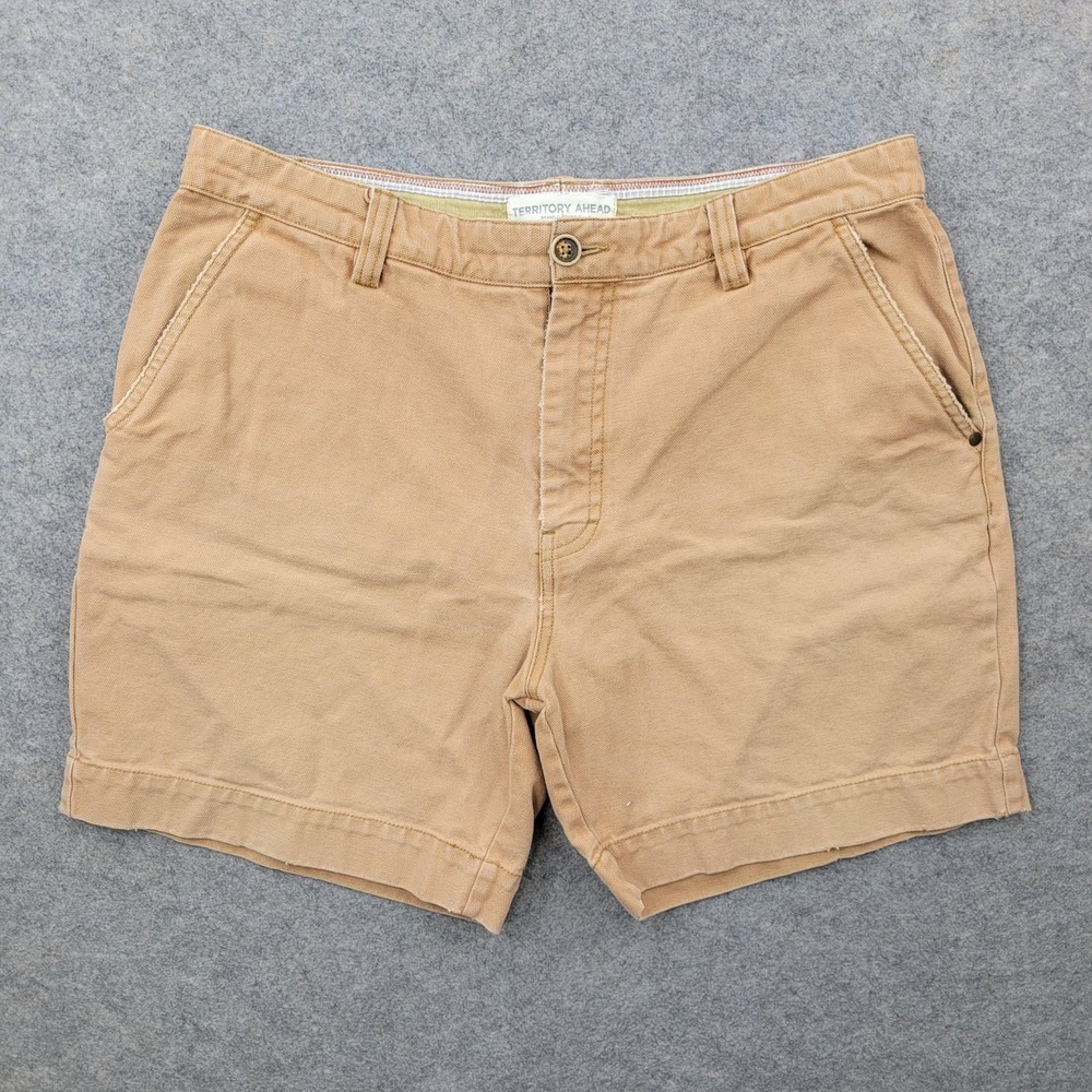 Territory Ahead Shorts Mens 36 Beige‎ Canvas Chino 8 Inseam Cotton Casual